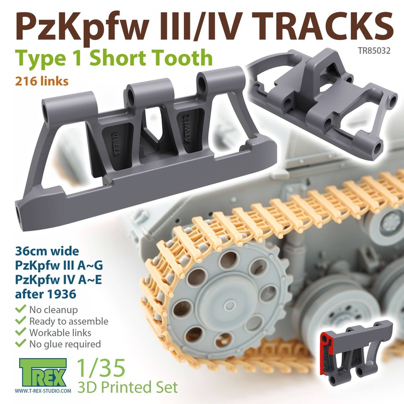 1/35 Movable Track for Panzer III / IV Tank Type.1 Short Tooth Rig