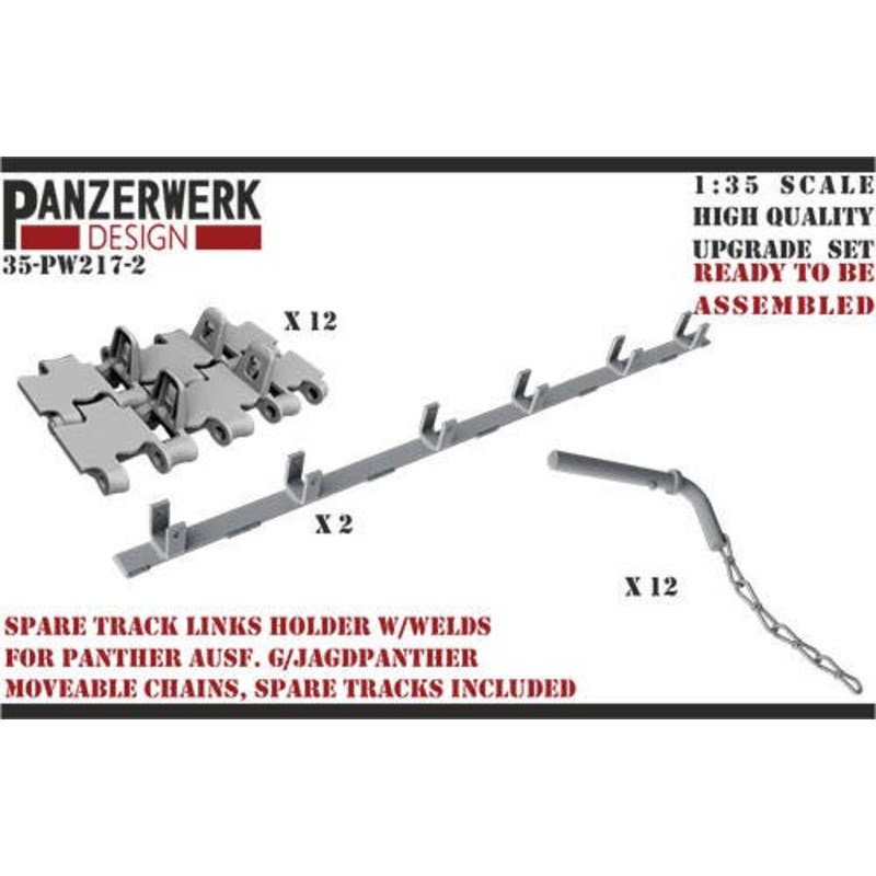 1/35 Spare Track Links Holder w/Welds for Panther Ausf. G/Jagdpanther Moveable Chains, Spare Tracks Included