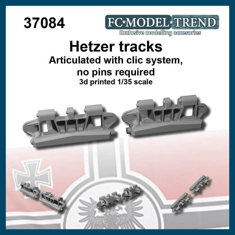 1/35 WWII German Hetzer Tank Destroyer Clickable Articulated Tracks
