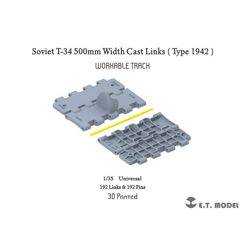 1/35 WWII Soviet T-34 Movable Track for Medium Tank 1942 500mm Width (3D)