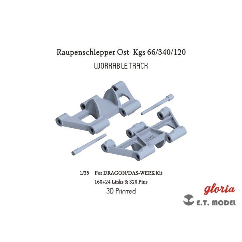 1/35 Movable track for WWII Germany Raupen Schrepper Ost (Eastern Tracked Tow Vehicle) Kgs66 / 340/120 (3D)