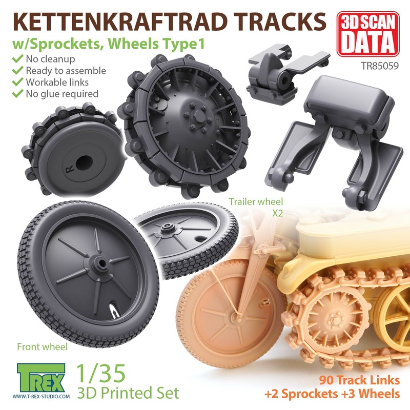 1/35 WW.II German Kettenkrad Track with Sprocket Wheel / Tire type 1 (for Tamiya)