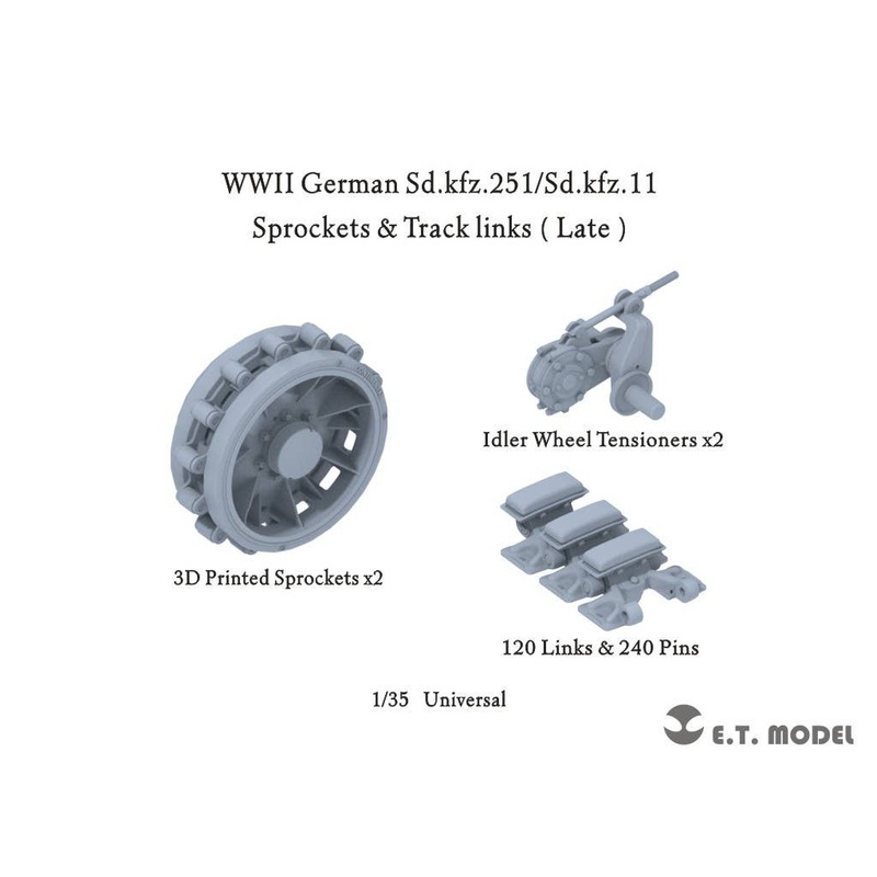 1/35 WWII German Sd.Kfz.251 / Sd.Kfz.11 Sprockets & Track Links (Late)