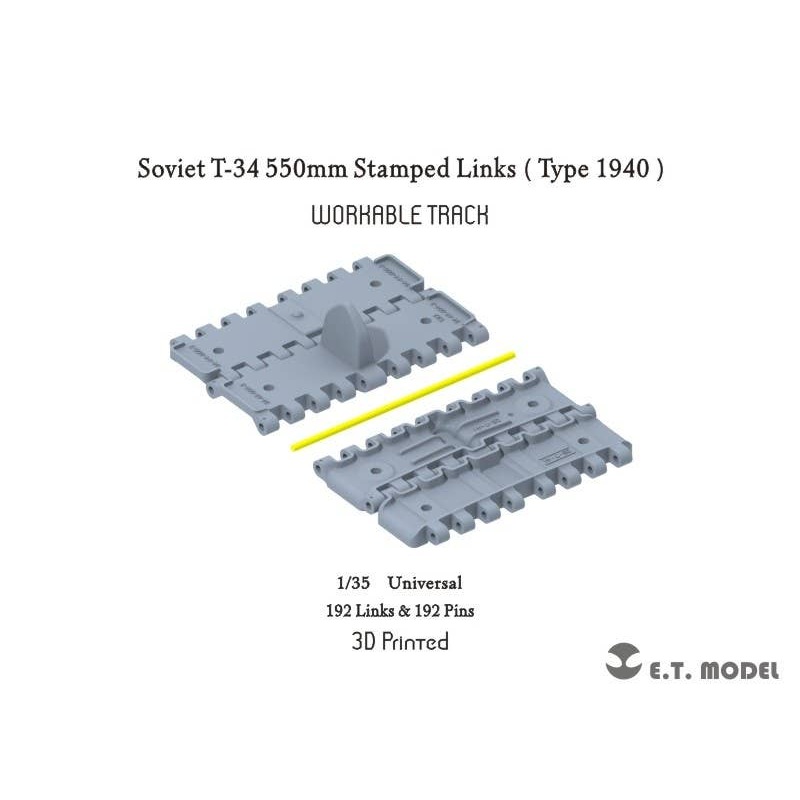 1/35 WWII Soviet T-34 Movable Track for Medium Tank 1940 550mm Width (3D)
