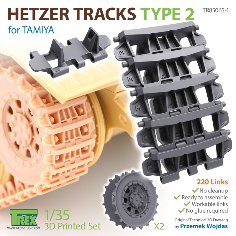 1/35 WWII Tracks for the German Hetzer Tank Destroyer Type2 w/Start Wheels (for Tamiya)