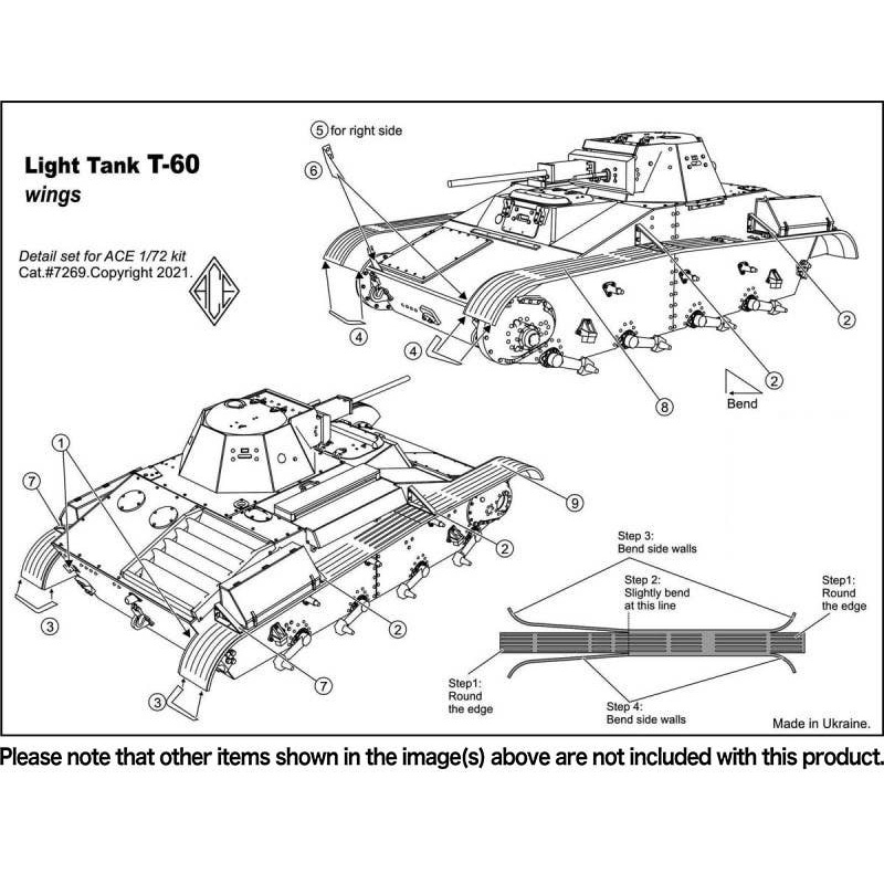 1/72 Photo-etched set T-60 fenders (for ACE kit)