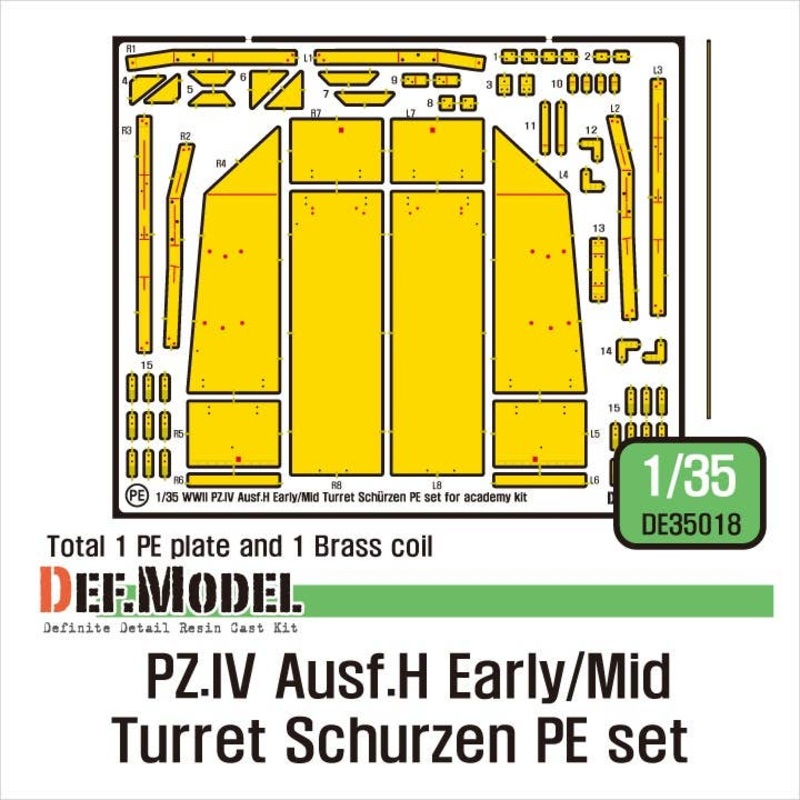 1/35 German Pz.IV Ausf.H Early/Mid Turret Schurzen Photo-Etched set (Academy : General Purpose)