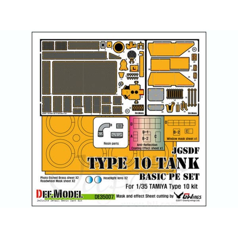 1/35 JGSDF Type 10 Tank Basic Photo-Etched Set w/Masking Stickers (Tamiya)