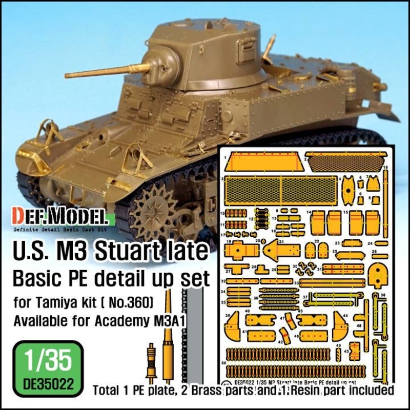 1/35 U.S. M3 Stuart late Basic PE Detail Up Set (for Tamiya, Academy)