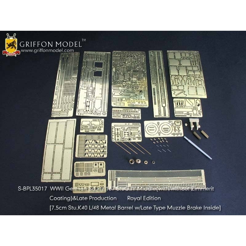 1/35 WW.II German Sd.kfz.167 StuG.IV Mid & Late Production Photo-Etched Parts & Metal Gun Barrel Royal Edition