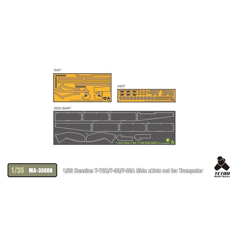 1/35 Russian T-72B/T-90/T-90A Side Skirts Set for Trumpeter