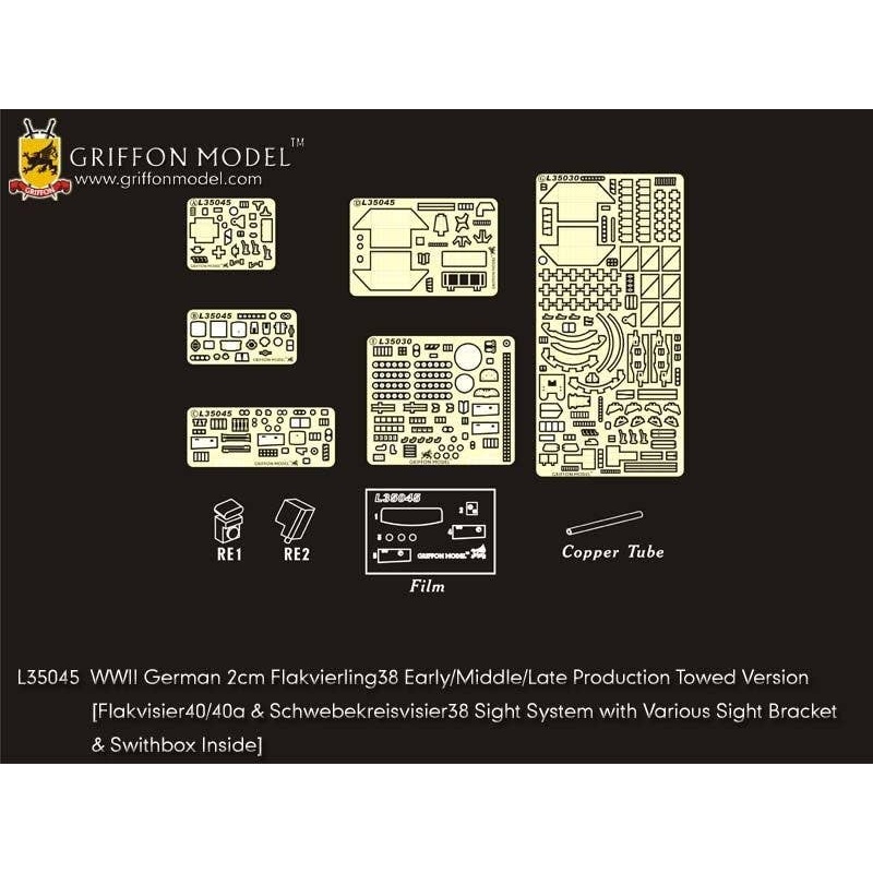 1/35 WWII German 2cm Flakvierling38 Early/Middle/Late Production Towed Version