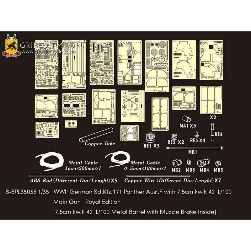 1/35 WWII German Sd.Kfz.171 Panther Ausf.F with 7.5cm kw.k 42 L/100 Main Gun Royal Edition
