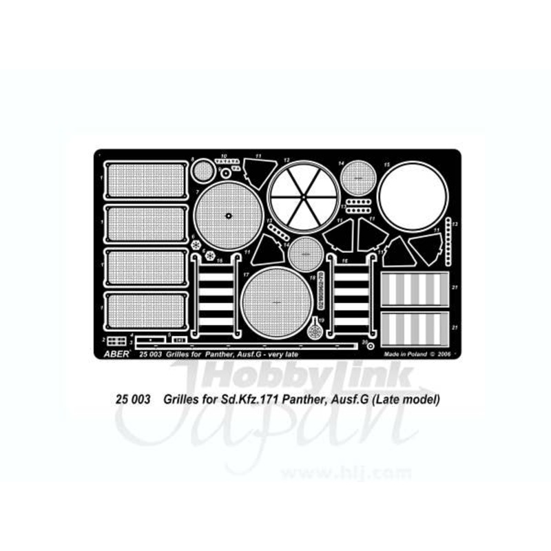 1/25 Grilles for Sd.Kfz. 171 Panther Ausf. G Late Model