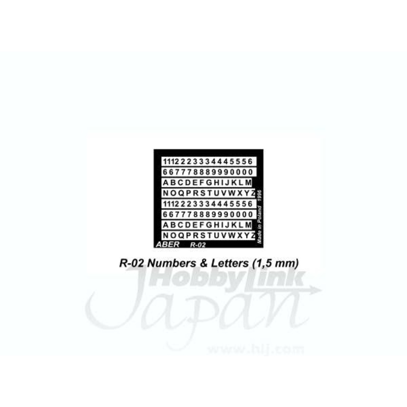 Letters & Numbers (1.5mm high)