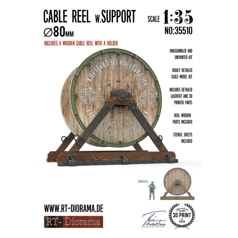1/35 Cable Reel with Support 80mm