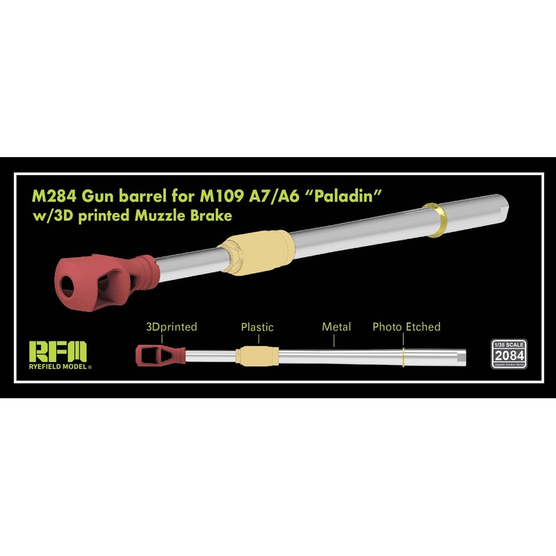 1/35 M284 Gun barrel for M109 A7/A6 Paladin w/3D printed Muzzle Brake