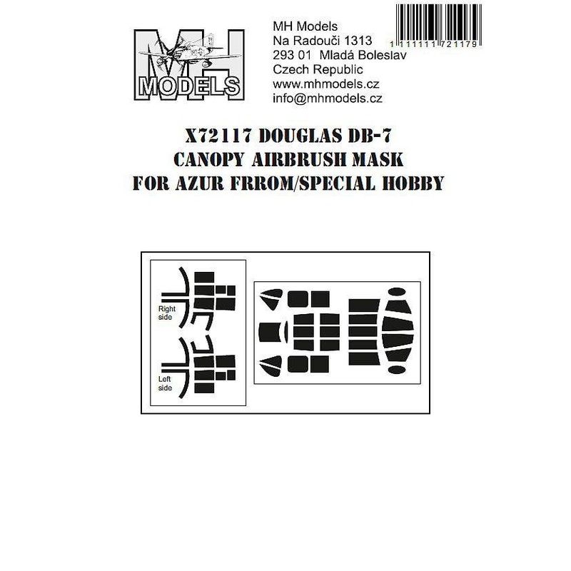1/72 Douglas DB-7 canopy airbrush mask for Azur FRROM / Special Hobby