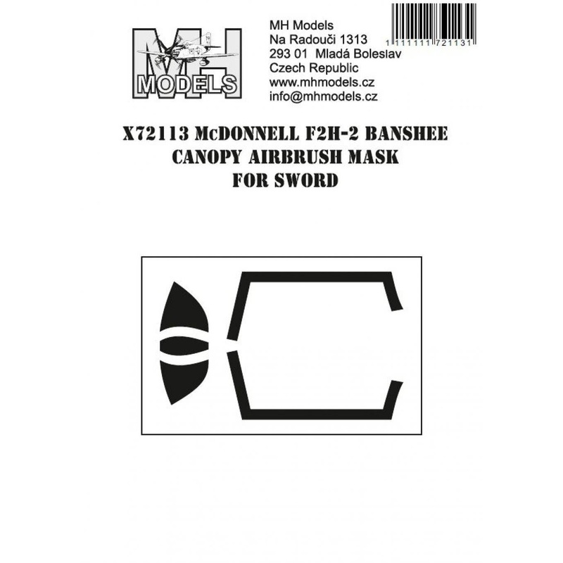 1/72 McDonnell F2H-2 Banshee canopy airbrush mask for Sword