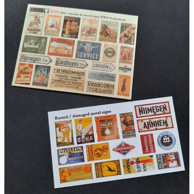 1/35 WWII Dutch Commercial Poster Sheet & Wooden Commercial Sign