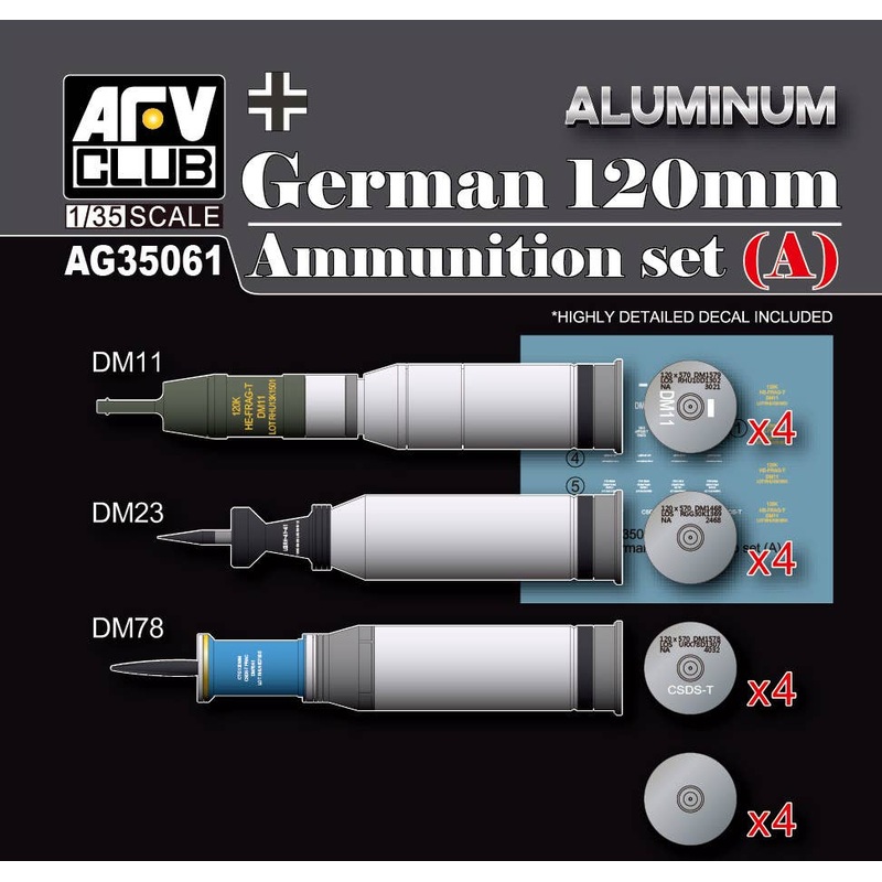 1/35 German Army 120mm Ammunition Set (A) Aluminum