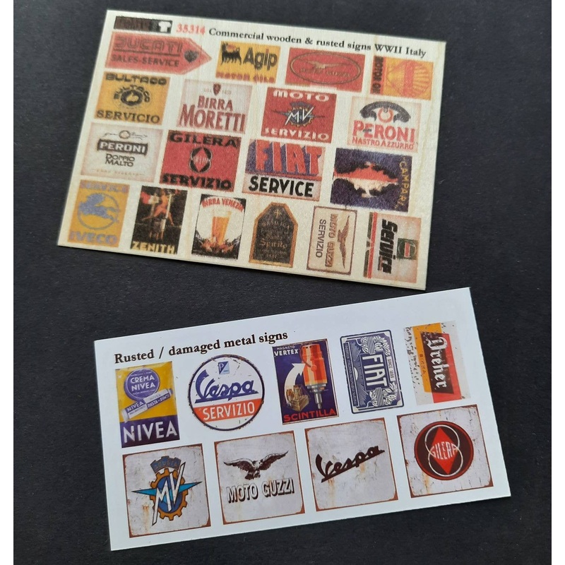 1/35 WWII Italy Commercial Poster Sheet & Wooden Commercial Sign