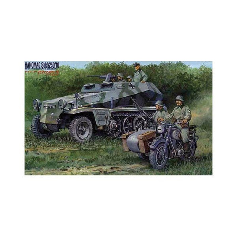 1/76 Hanomag Sd.Kfz 250/10 with B.M.W. Sidecar and 6 Soldiers