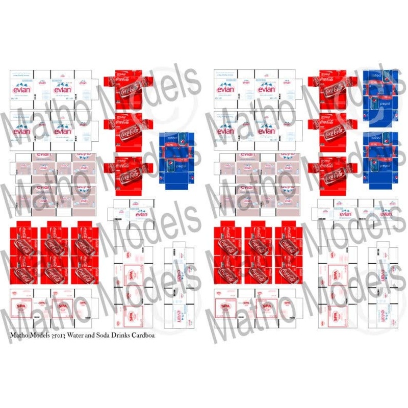 Cardboard Boxes Water and Soda Drinks