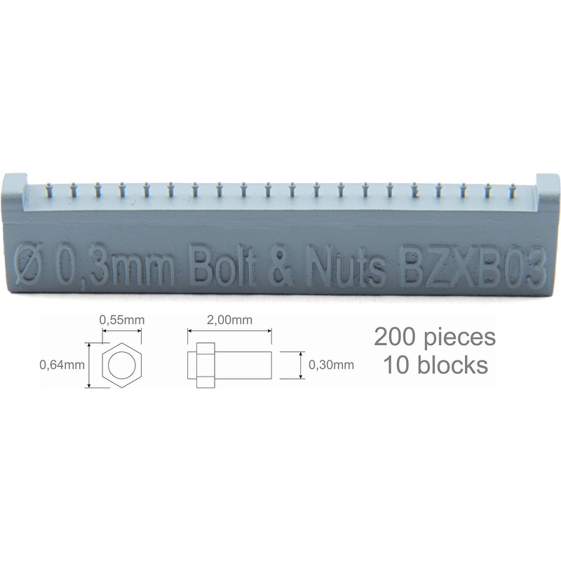 Screw 0,30mm + Nut 0,55x0,64mm 200 pieces
