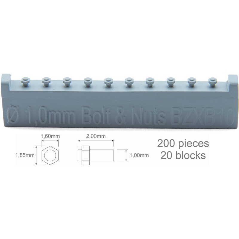 Screw 1,00mm + Nut 1,60x1,85mm 200 pieces
