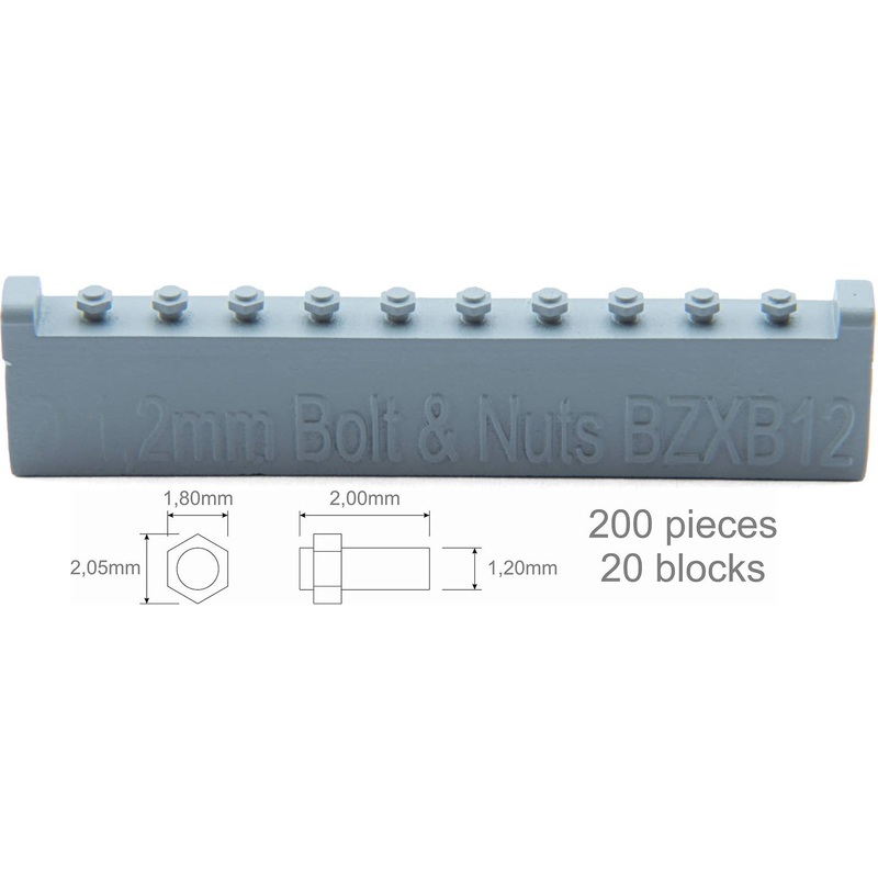 Screw 1,20mm + Nut 1,80x2,05mm 200 pieces