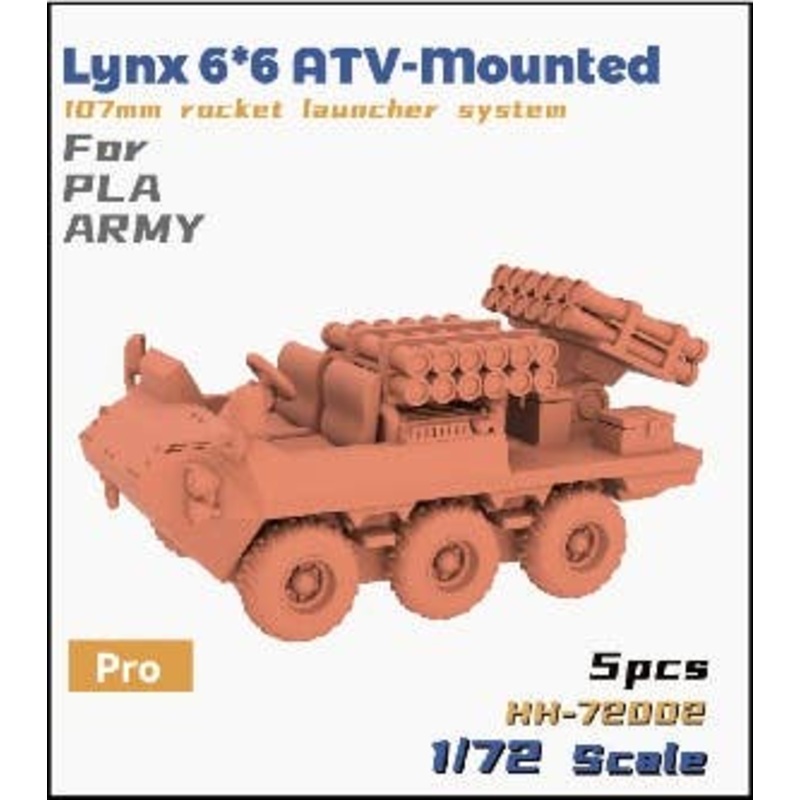 1/72 Chinese Army Lynx 6 x 6 ATV 107mm Rocket Launcher System Installed