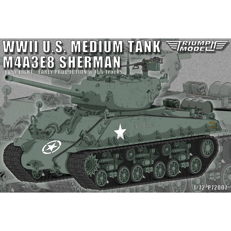 1/72 WWII U.S. Medium Tank M4A3E8 Sherman Easy Eight Early Production.w/ T66 Tracks