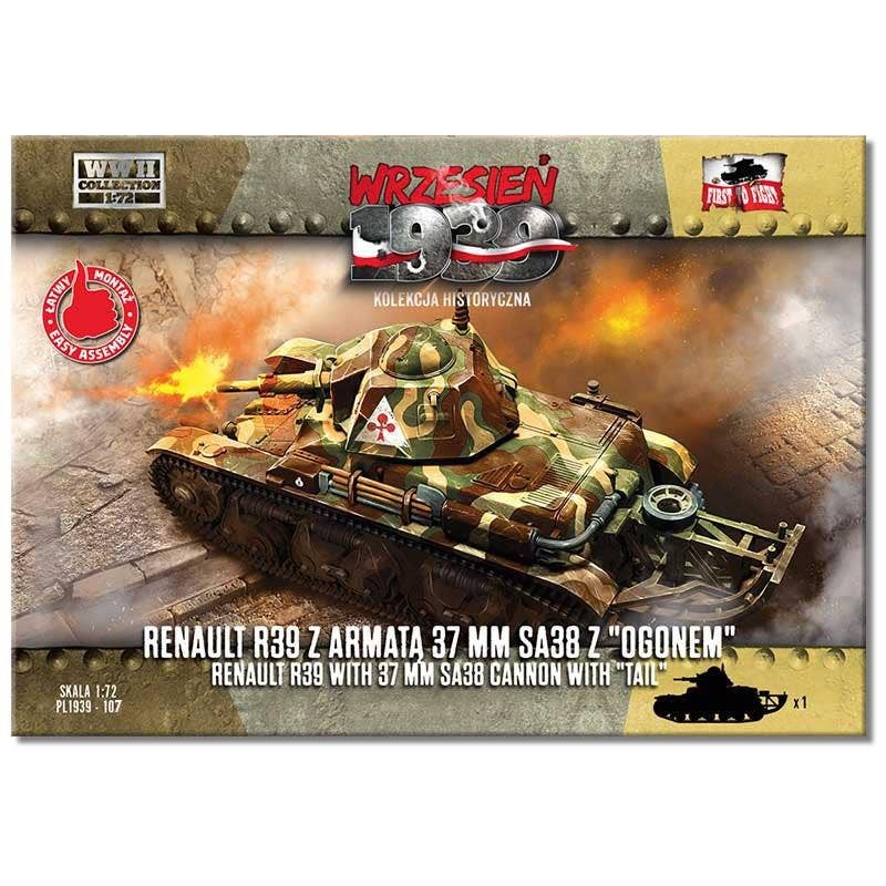 1/72 French Renault R39 Light Tank SA38 Mounted type with Tail Sled