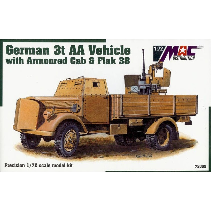 1/72 German 3t AA Vehicle w / Armored Cab + Flak 38
