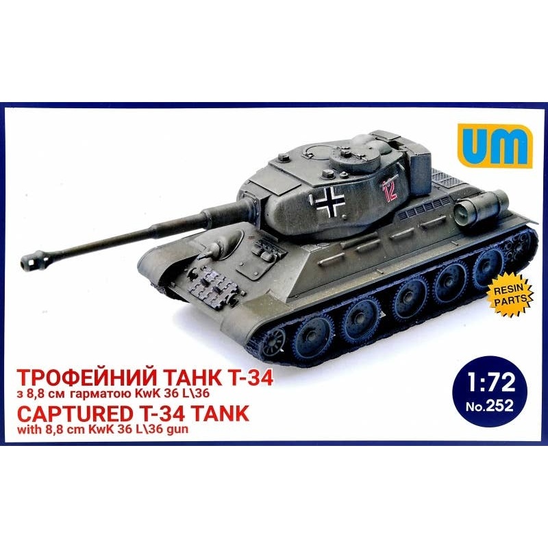 1/72 T-34 Captured Tank with 8.8 cm KwK 36L/36 Gun