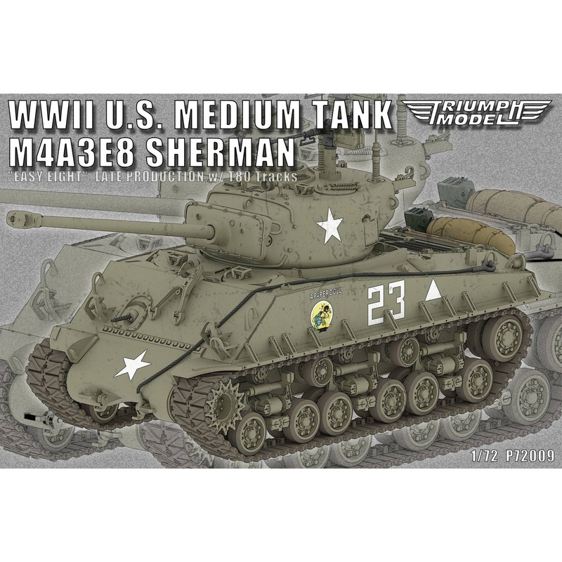 1/72 WWII U.S. Medium Tank M4A3E8 Sherman Easy Eight Late Production.w/ T80 Tracks
