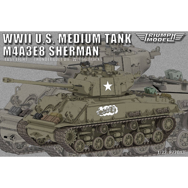 1/72 WWII U.S. Medium Tank M4A3E8 Sherman Easy Eight Thunderbolt VII. w/ T66 Tracks