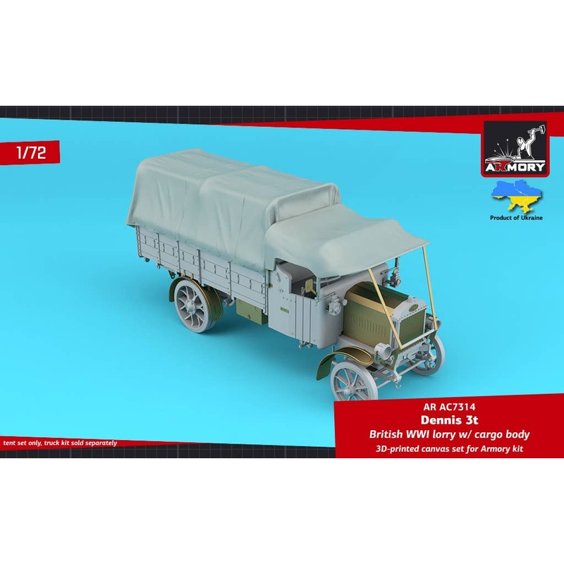 1/72 Dennis 3t British WWI Lorry, canvas set for cargo body