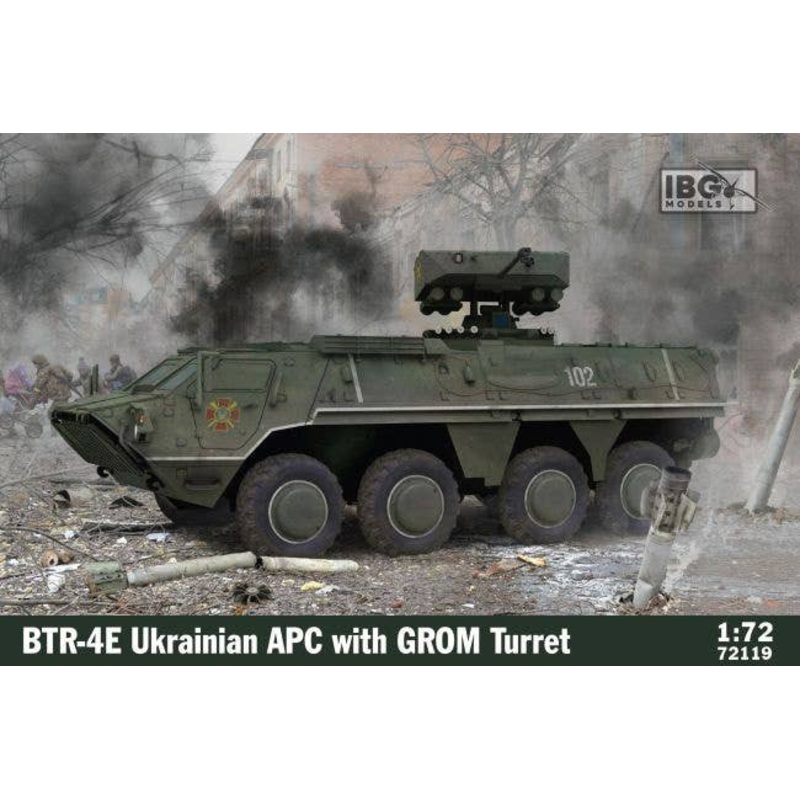 1/72 Ukraine BTR-4E wheeled Armored Vehicle Equipped with GROM Remote Control Turret