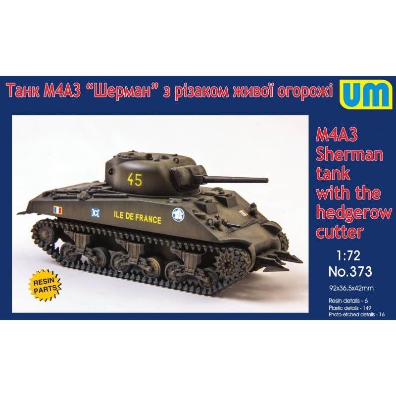 1/72 M4A3 Sherman Tank with the Hedgerow Cutter