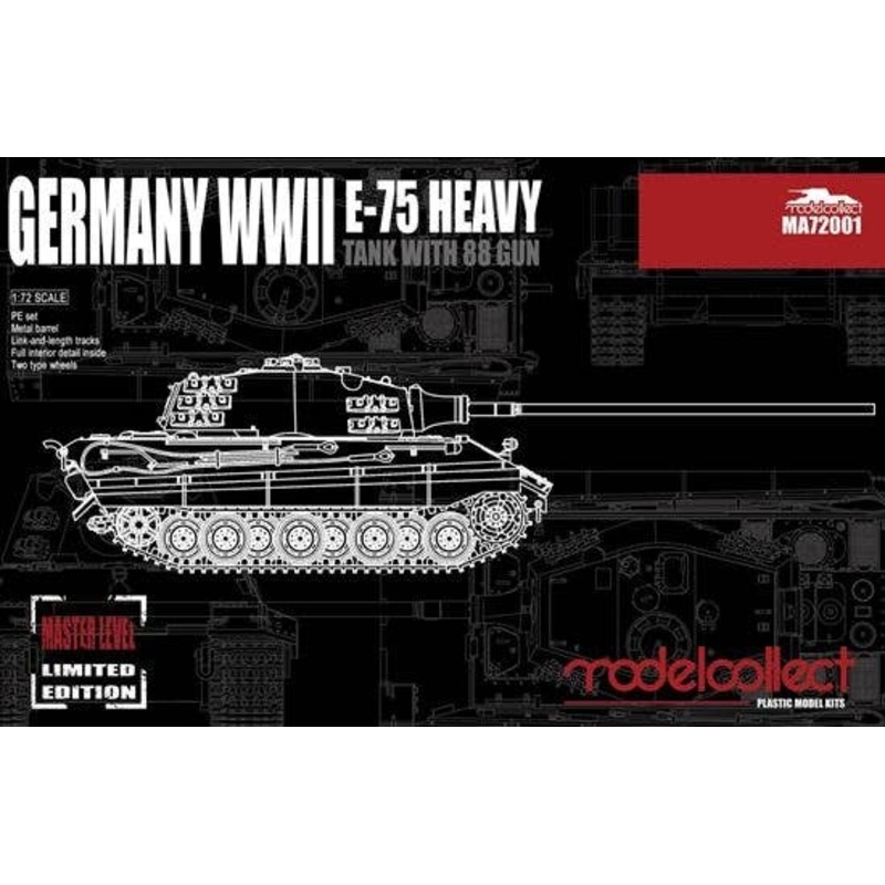1/72 Germany WWII E-75 Heavy Tank with 88 Gun