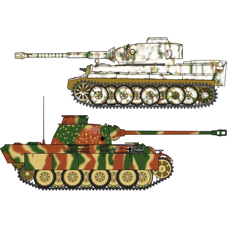 1/72 Tiger I & Panther G German Army Main Battle Tank Combo