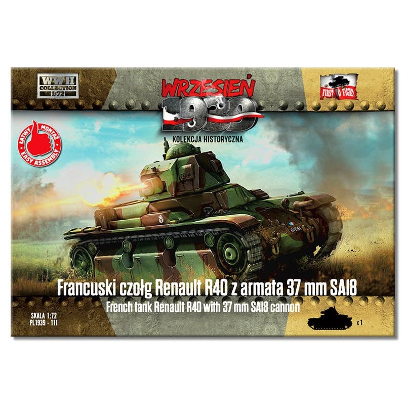 1/72 French Renault R40 light tank, equipped with 37mm SA18