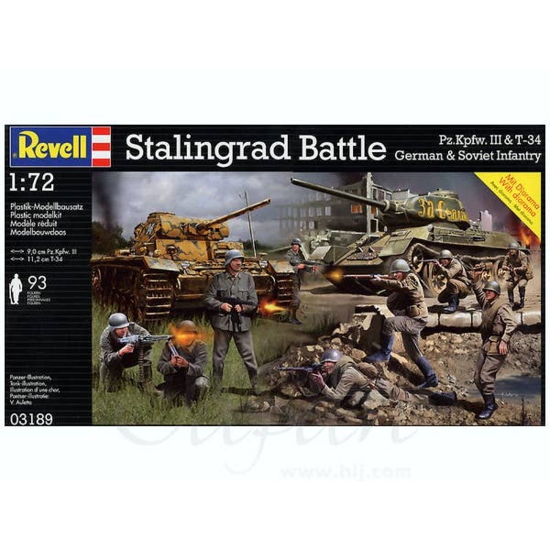 1/72 Stalingrad Battle Pz.Kpfw.III & T-34 German & Soviet Infantry