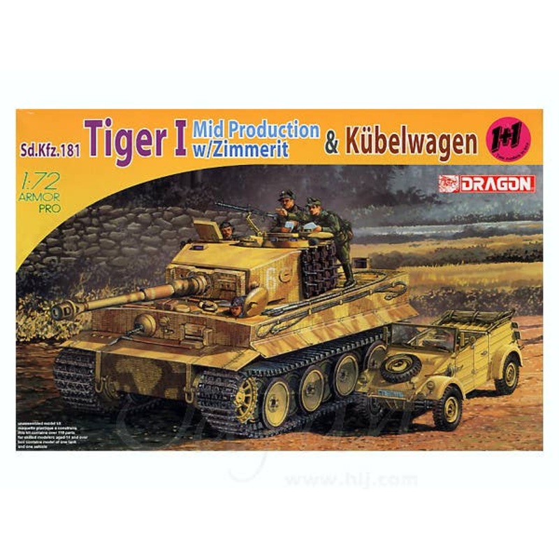 1/72 Sd.Kfz.181 Tiger I Mid Production w/Zimmerit & Kubelwagen