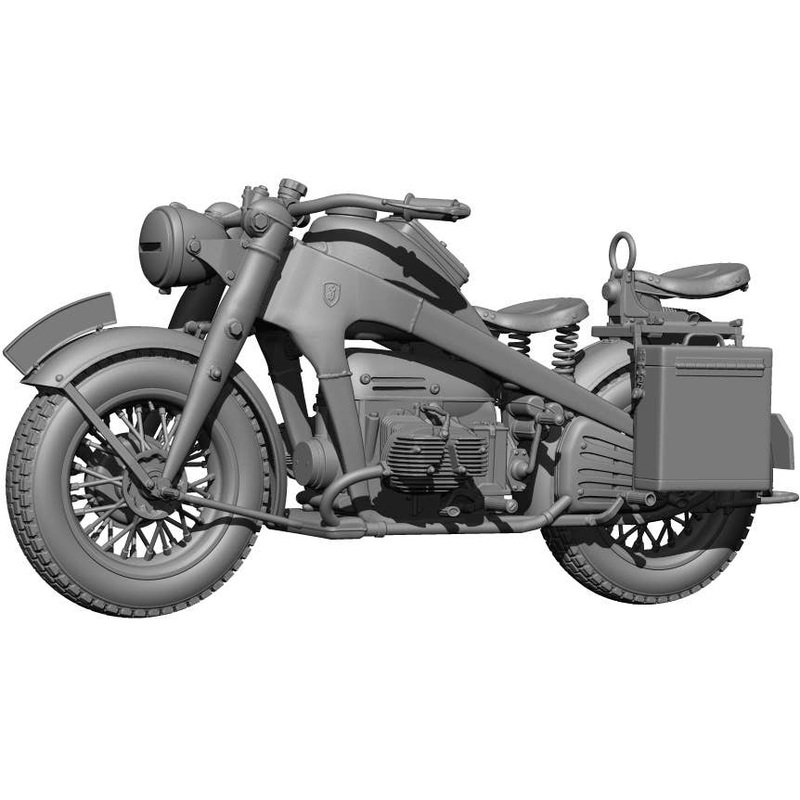 1/48 WWII German Zundapp KS750 Military Motorcycle