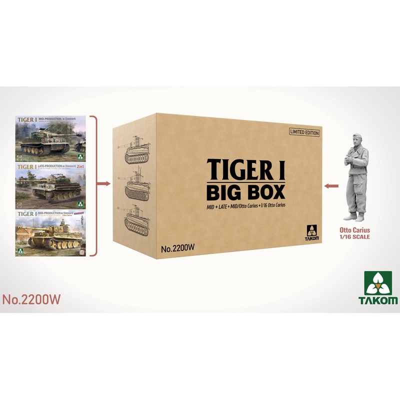 Tiger I Big Box Mid+Late+Mid + 1/16 Otto Carius (Limited Edition)