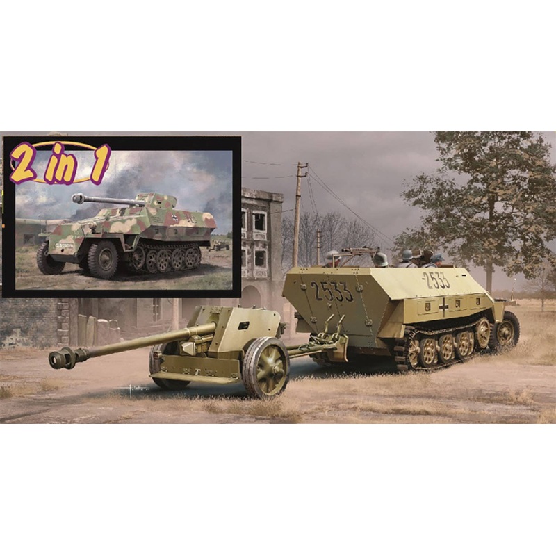 WWII German Sd.Kfz.251/1 D-type & Pak40/Pakwagen 2in1 Aluminum barrel/EZ track/3D printed muzzle brake/metal vehicle width pole included Luxury version