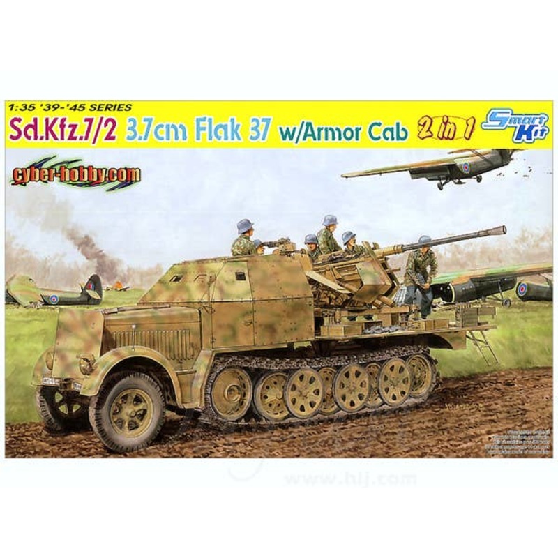 1/35 WW.II German Army Sd.Kfz.7 / 2 8t Half-track 3.7cm Flak37 Anti-aircraft Gun Mounted Type